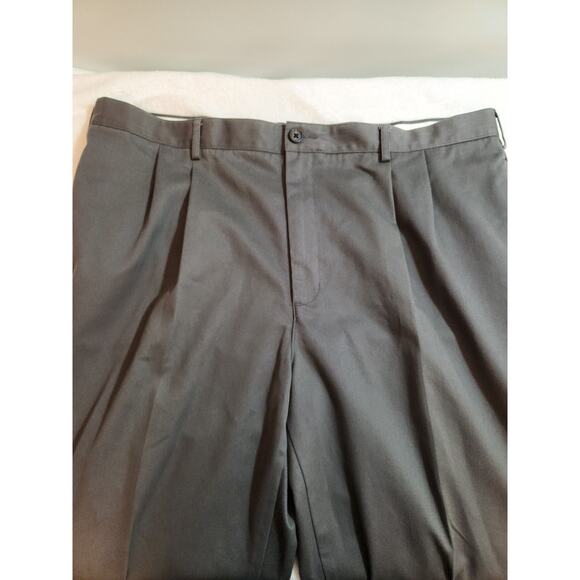 Lands End Pants Mens 42 X 28 Gray Pleated Chino Khaki - Picture 4 of 11
